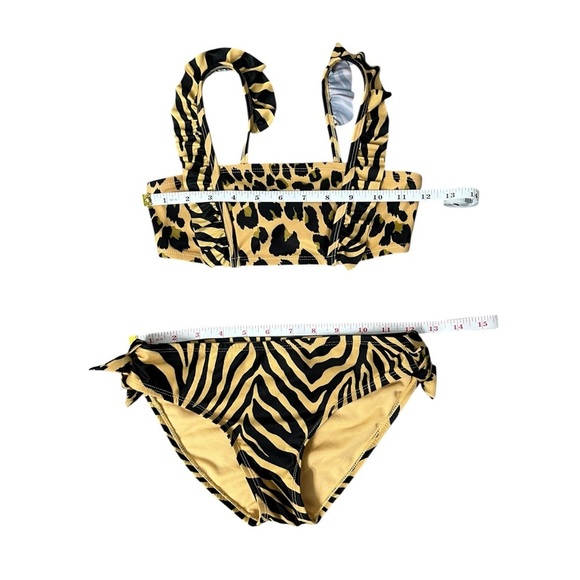Breaking Waves Kids Swimwear Set in Black and Tan Animal Print - Picture 4 of 10